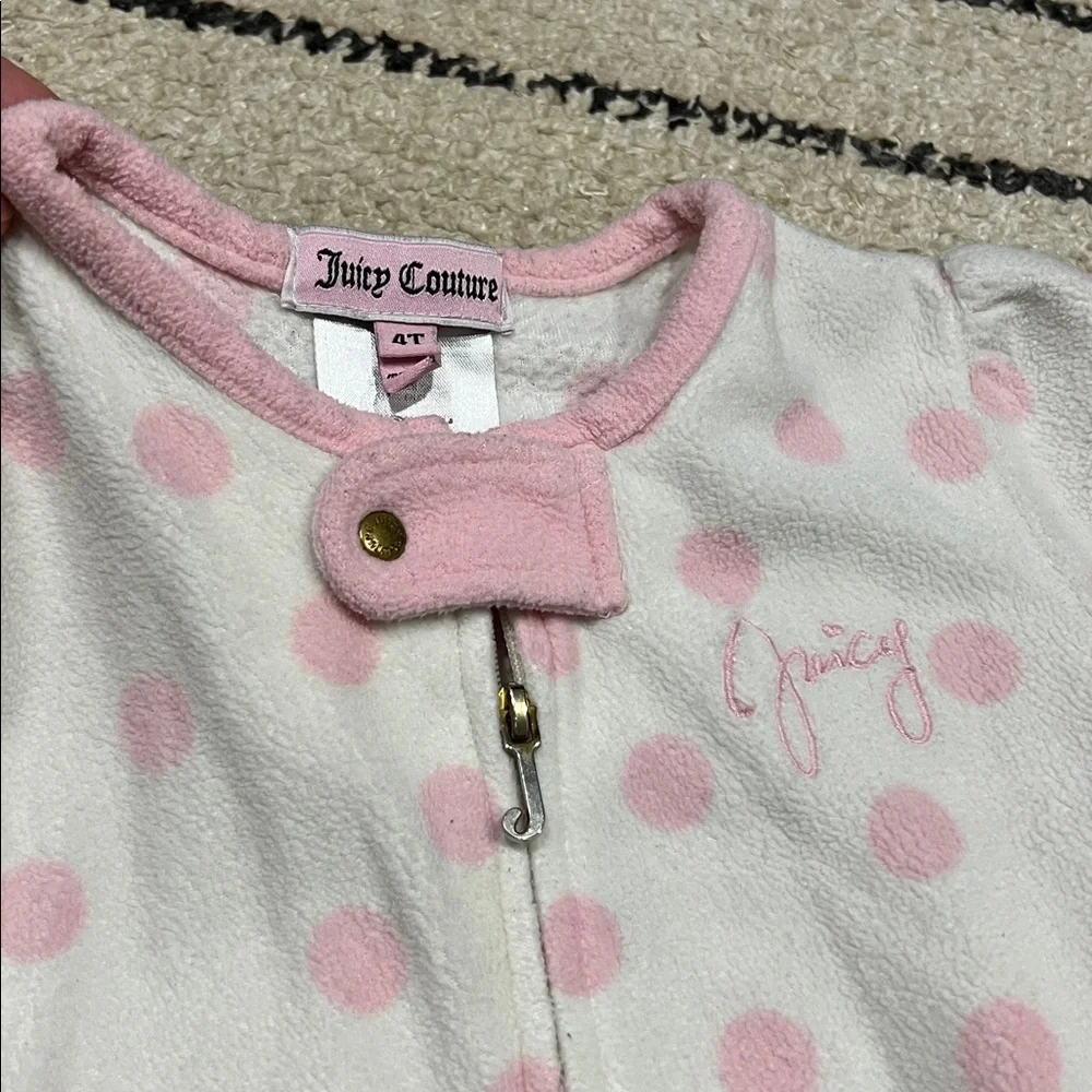 Juicy Couture White and Pink Polka Dot Kids Footed sleeper